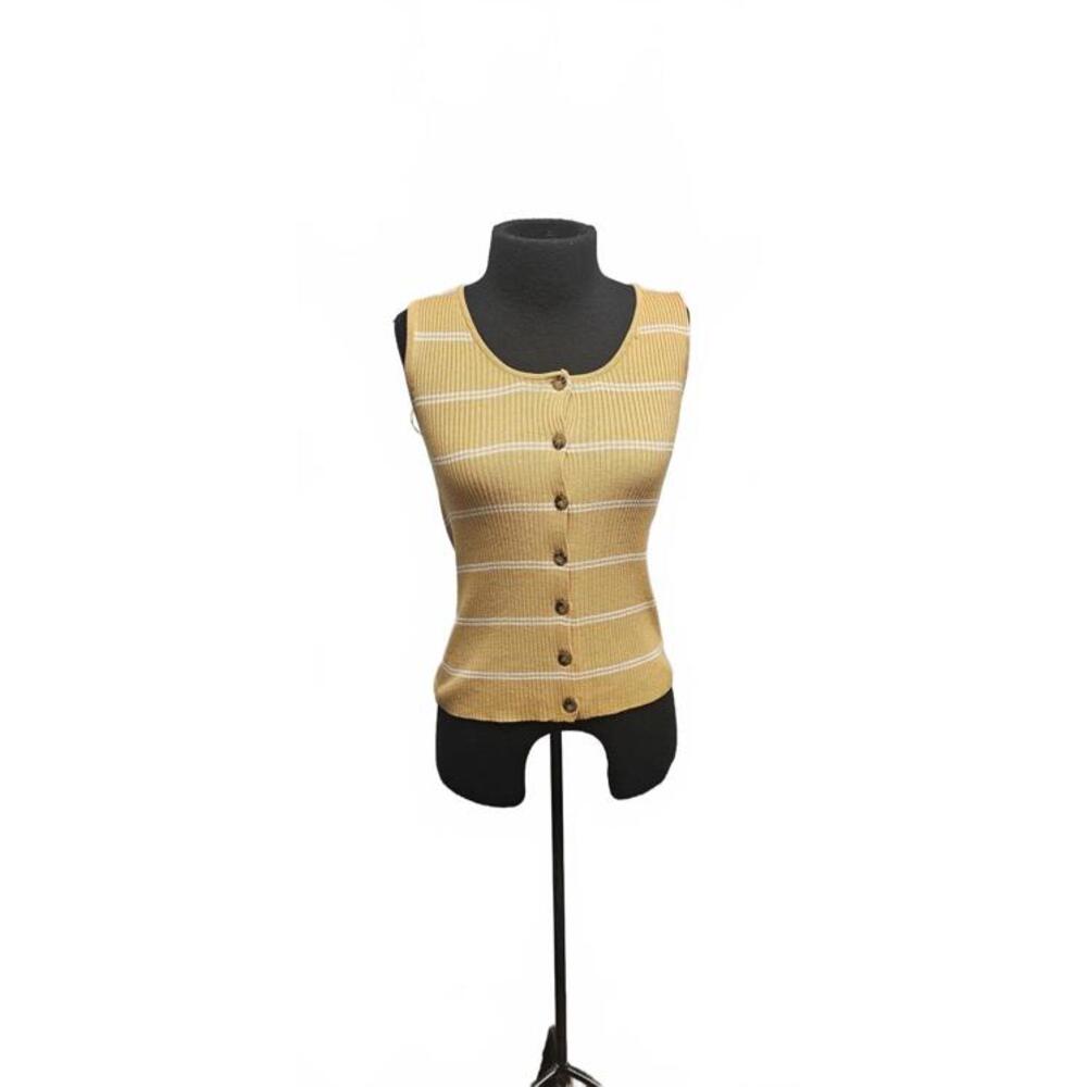 Cozy Striped Button-Up Knit Vest - Medium